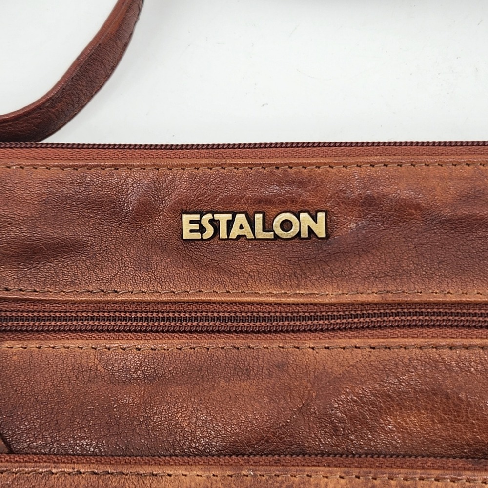 Estalon Crossbody Bag Brown Genuine Leather Adjustable Strap Messenger Purse - Picture 2 of 9